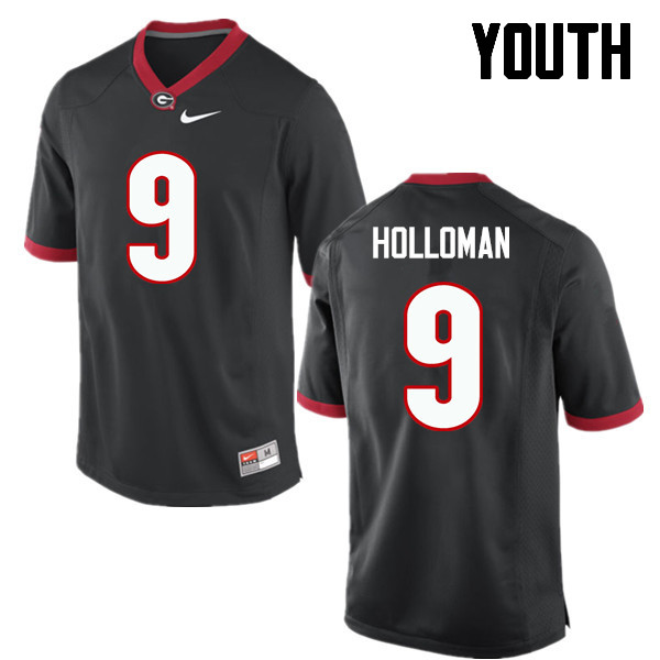 Youth Georgia Bulldogs #9 Jeremiah Holloman College Football Jerseys-Black - Click Image to Close